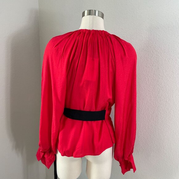 NEW Ted Baker London Womens Small Gathered Neck Tryniti Tie Front Blouse Shirt - Picture 9 of 13